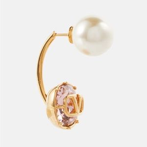 Valentino V Logo single earring with crystal and faux pearl